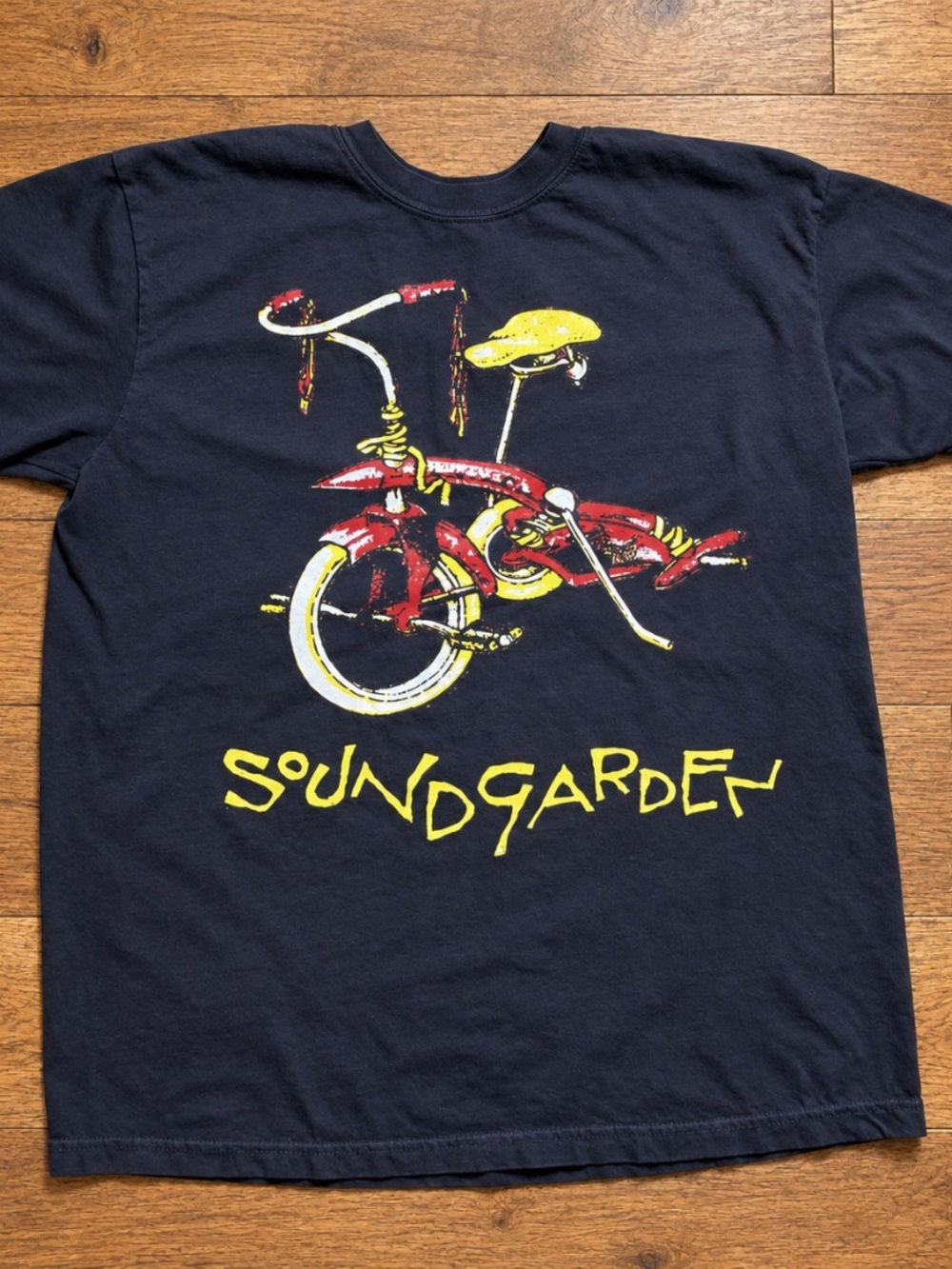 Gildan Black Tee with Red & Yellow Bike Graphic - Soundgarden
